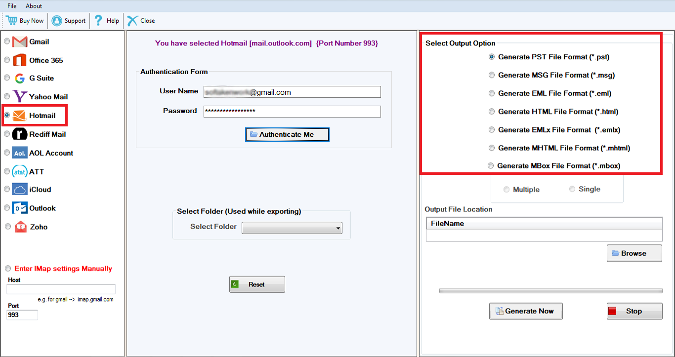 ToolsGround Hotmail Backup Expert Software Screenshot