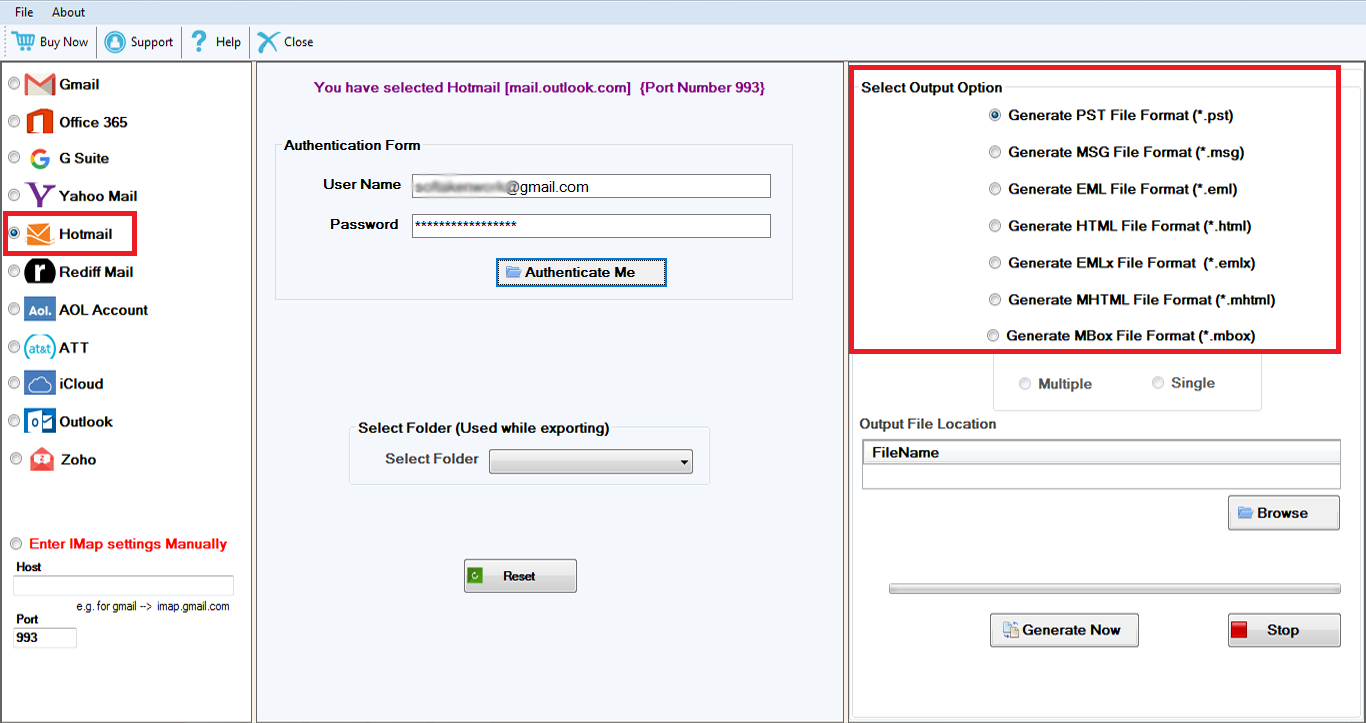 ToolsGround Hotmail Backup Expert Software screenshot